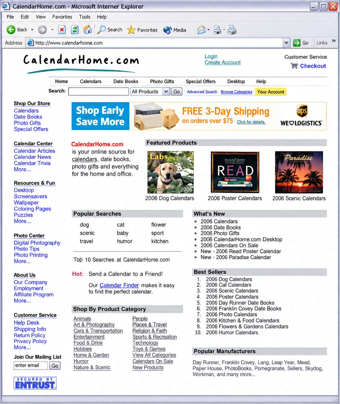 CalendarHome.com website screenshot
