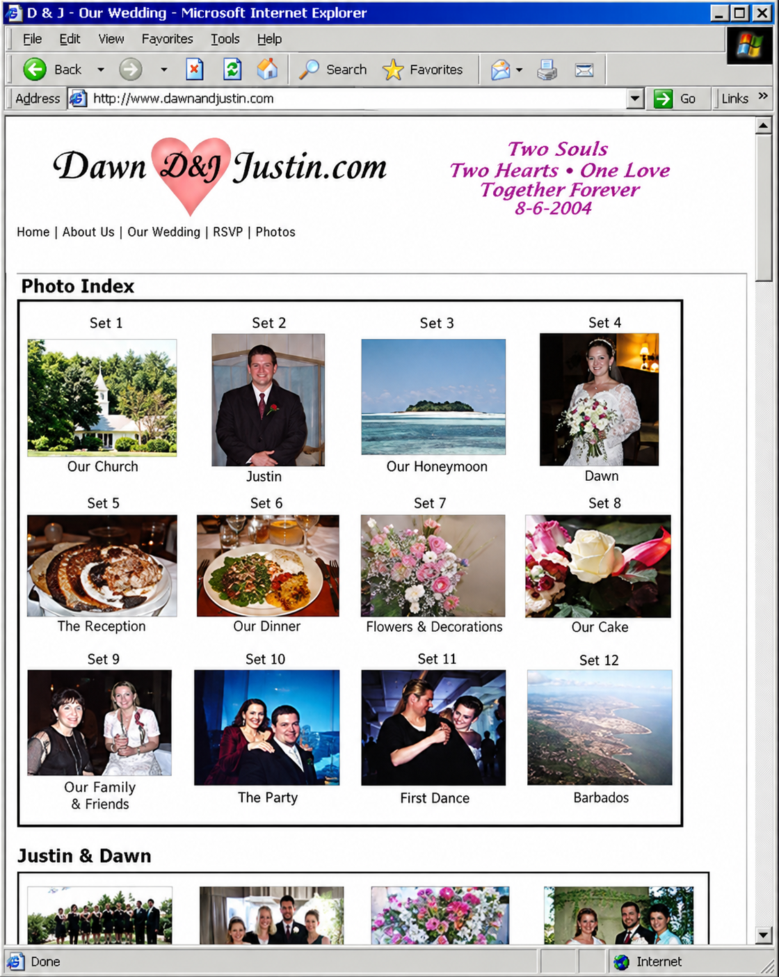 DawnAndJustin.com website screenshot