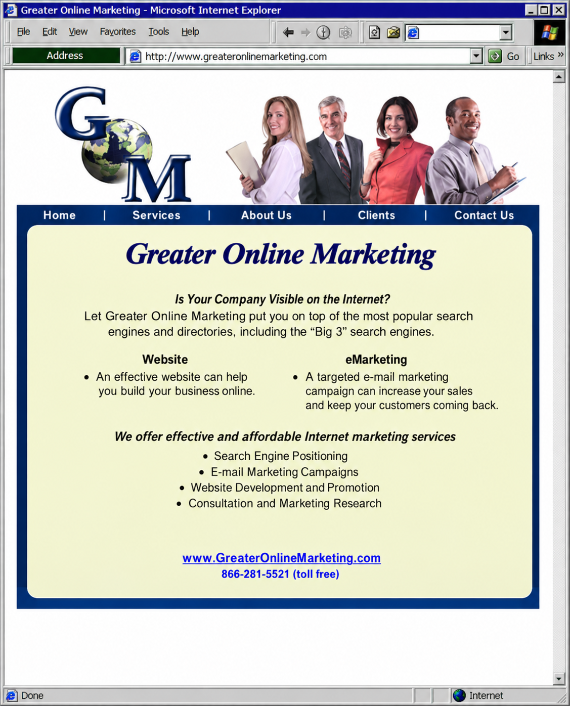 Greater Online Marketing website screenshot